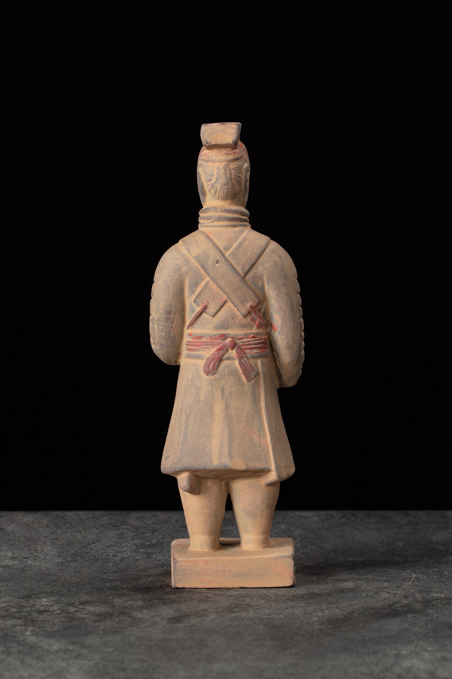 20CM Painted Officier - CLAYARMY-Back view showcasing the painted double-tailed crossbill crown and layered jacket of the 20CM Officer figurine.