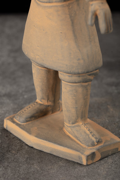 25CM Standing Archer - CLAYARMY-Explore the craftsmanship of the 25CM Terracotta Army Standing Archer replica in yellow-brown clay.