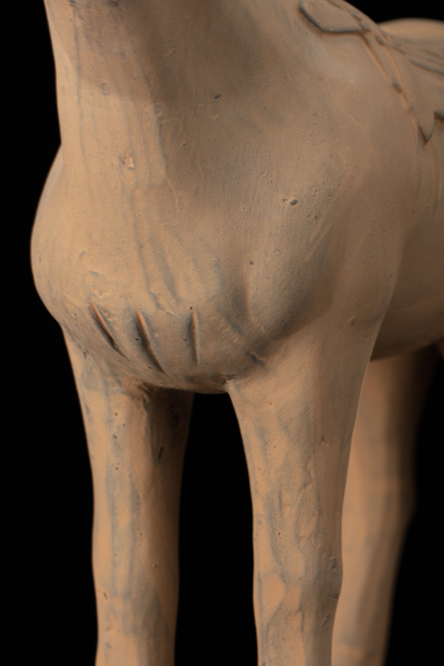45CM Horse - CLAYARMY -Dynamic angle showcasing the vibrant colors and details on the legs of our 45CM Clayarmy Terracotta Horse.