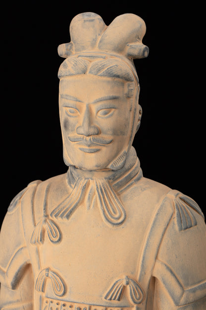 45CM General - CLAYARMY-Focused Leadership: Close-up of the 45CM General's face, showcasing focused sculpting that communicates the wisdom and determination of a seasoned leader.